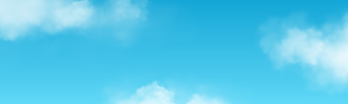 Heaven Soda background – bright blue sky with fluffy white clouds, reflecting the brand’s uplifting and refreshing vibe.